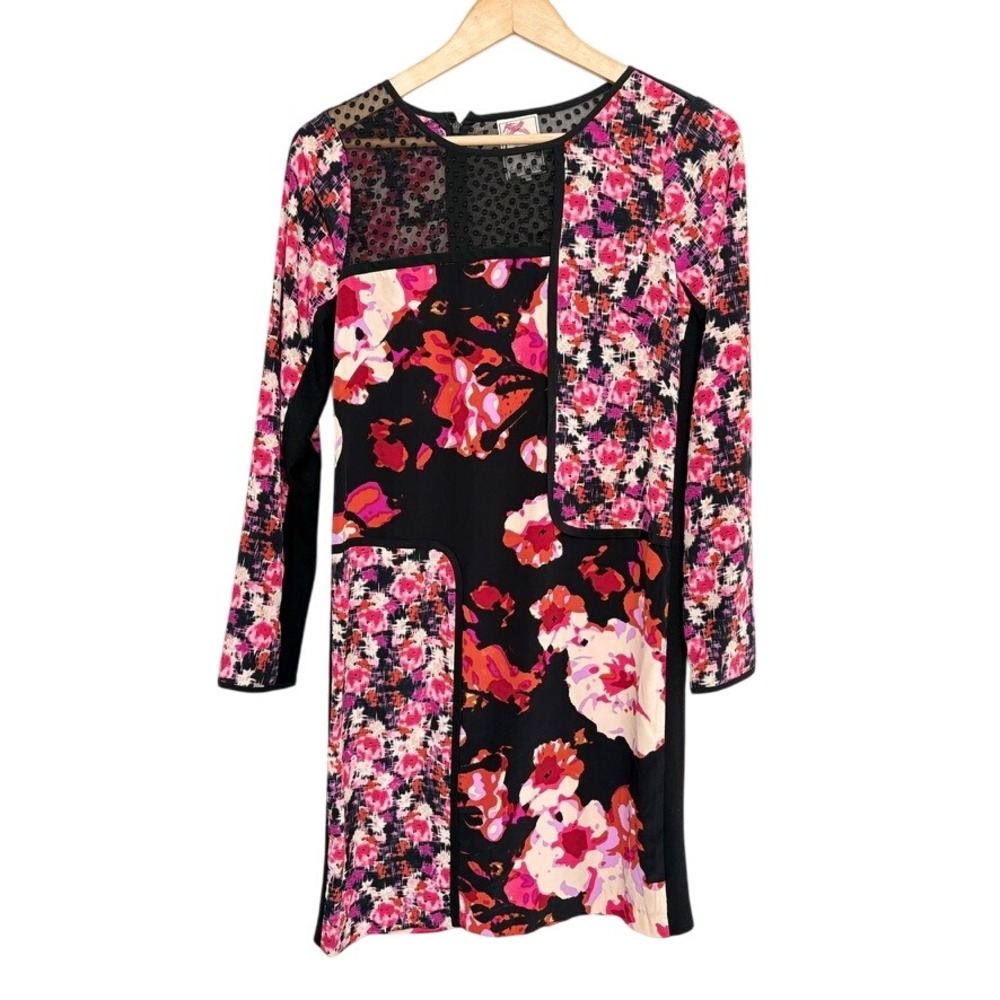 Yoana Baraschi‎ ANTHROPOLOGIE Patchwork Floral Long Sleeve Holiday Party Dress 6